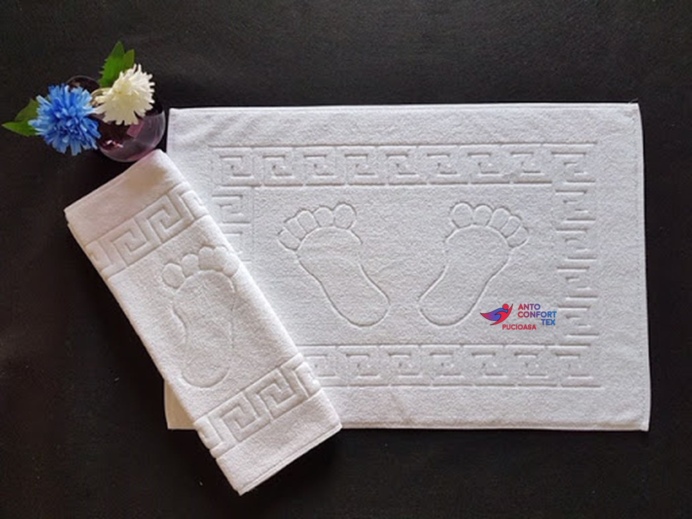 Covoraș de baie 50x70cm – Greek Border, Bumbac 100% pentru Hoteluri și Pensiuni