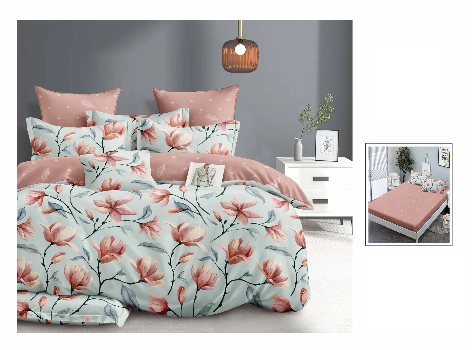 Lenjerie-de-pat-finet-cu-elastic-somon-bleu-flori